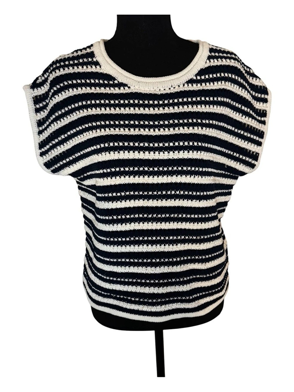 Joie Striped Knit Top in Blue & White Size Medium